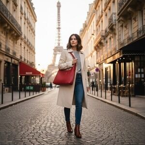 NWT M.I.L.A. "Celina" Genuine Leather Shoulder Bag Raspberry Red Minimalist Tote